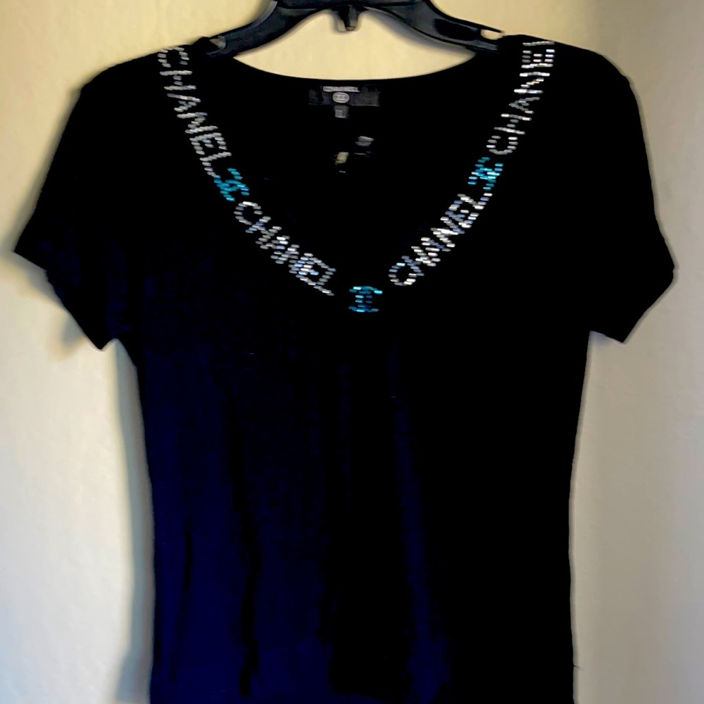 Chanel stretch top with rhinestones